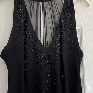 Elegant Black Sleeveless Vtg cocktail Dress with Rhinestone Detail size 10